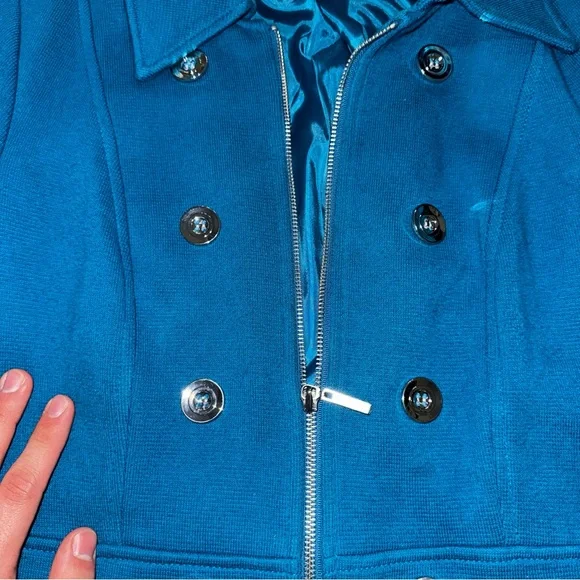INC International Concepts Women's Blue Double-Breasted Coat